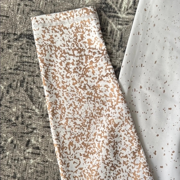 BuffBunny Womens High Rise Rose Gold Speckled Leggings White Sz S - Picture 6 of 6